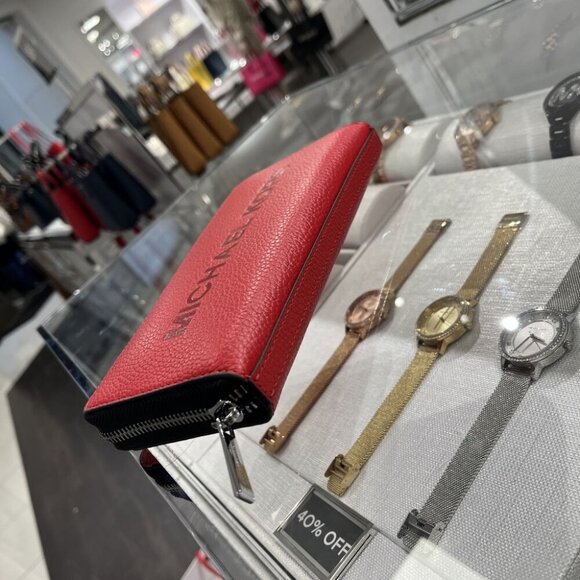 Michael Kors Cooper Pebbled Leather Smartphone Wallet 36S4LCOZ3L BRIGHT RED - Picture 3 of 11